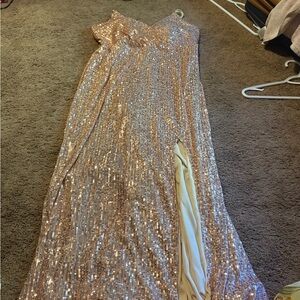 Sequin Evening Gown with Slit